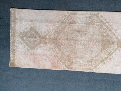 2.4 x 11.3 turkish runner rug, vintage runner rug, oushak runner rug