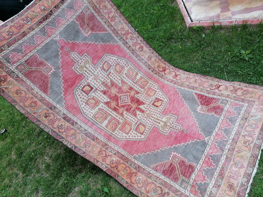 Vintage rug 4 x 7.5 oushak rug, kitchen rug, hand knotted rug ,floor rug, handmade wool rug