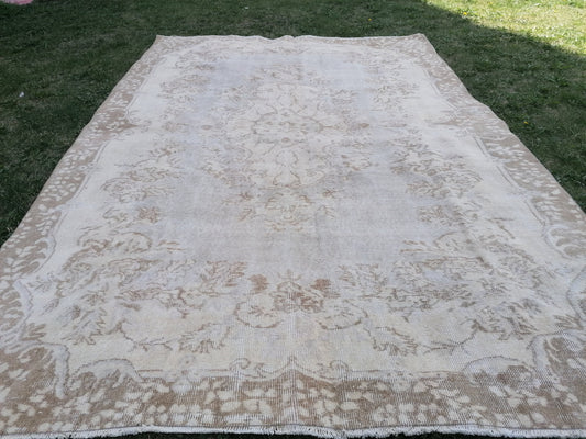 6.4 x 9.8 turkish rug ,vintage rug, oushak rug, handmade rug,wool rug