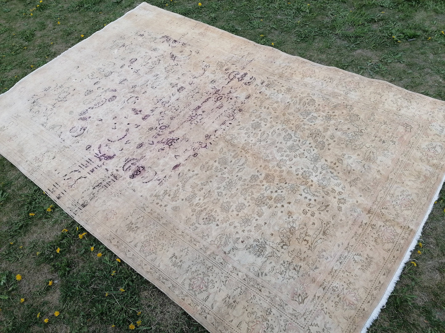 Oushak rug, vintage rug 6.3 x 9.4 wool oushak rug hand made rugs vintage turkish rug