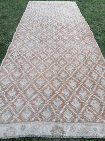 4.3 x 10.8 Turkish rug  vintage turkish runner rug,  handmade wool runner rug