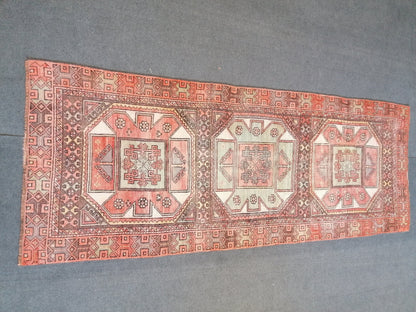3.3 x 9 vintage runner rug, anatolian runner rug, turkish vintage runner rug, Antique Rug