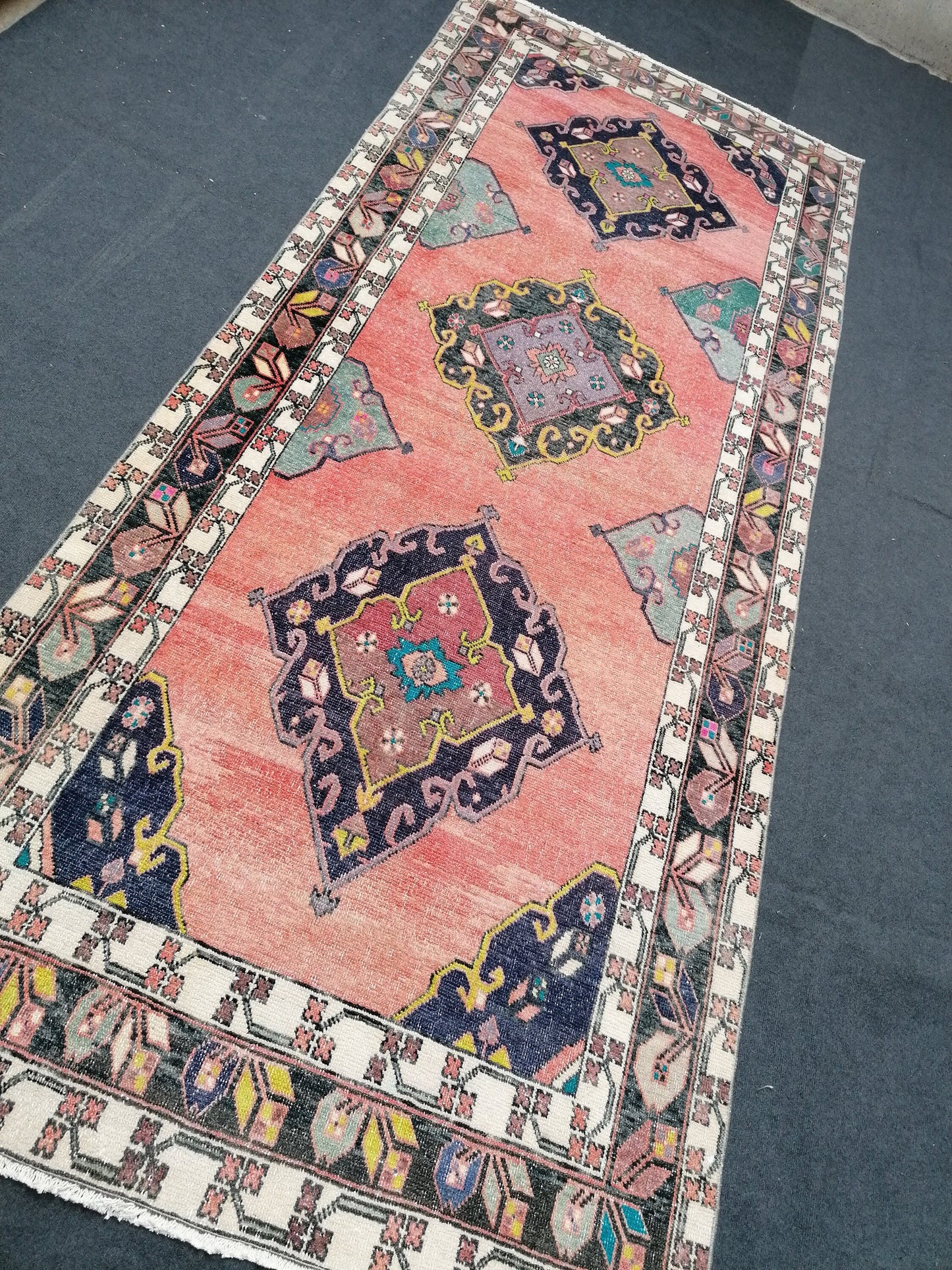 Area rug 4.11 x 11.7 oushak vintage rug,vintage runner,