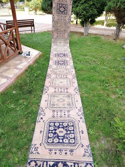 Long runner rug 2.3 x 20. 8 vintage runner rug, vintage oushak runner rug, handmade rug,