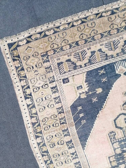 4 x 7.10 Oushak turkish wool rug  turkish handmade rug, vintage rug,kitchen rug, living room rug,