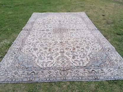 Persian wool rug 6.4 x 9.6 vintage living room rug