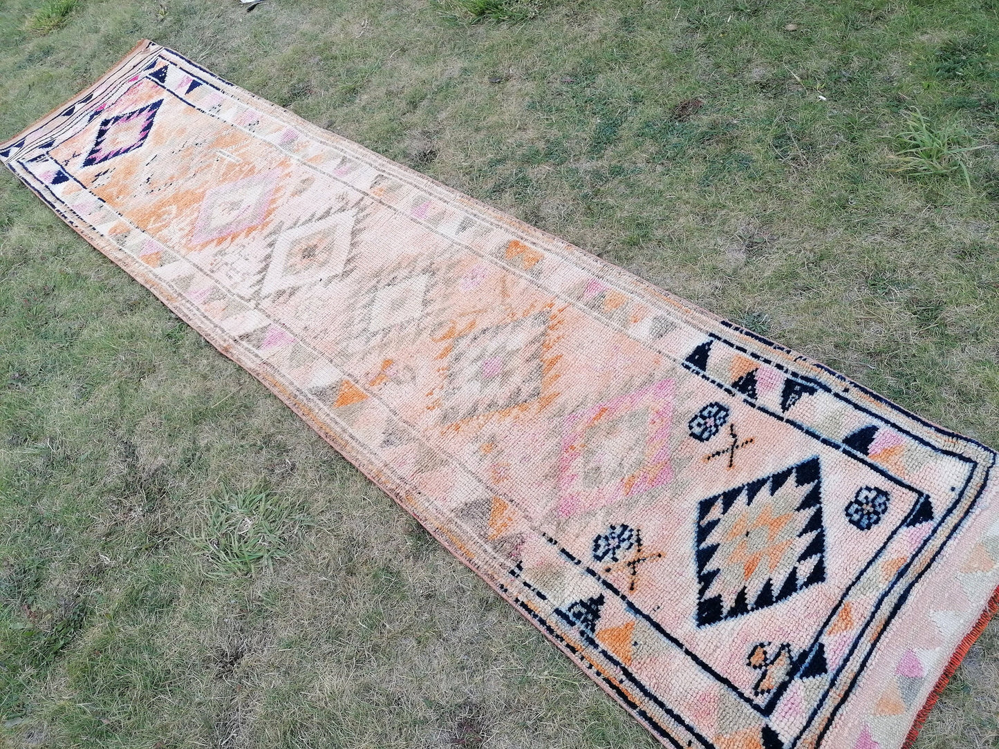 2.9 x 11.9 Vintage turkish runner rug, vintage runner rug,  handmade wool rug,