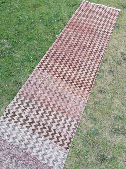 2.8 x 10.4 kitchen runner rug, Turkish runner, kitchen runner, handmade rug