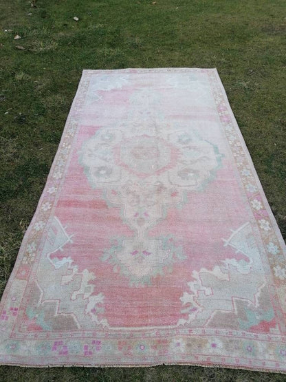 Vintage oushak rug 5.2 x 10.4 turkish handmade rug, living room rug