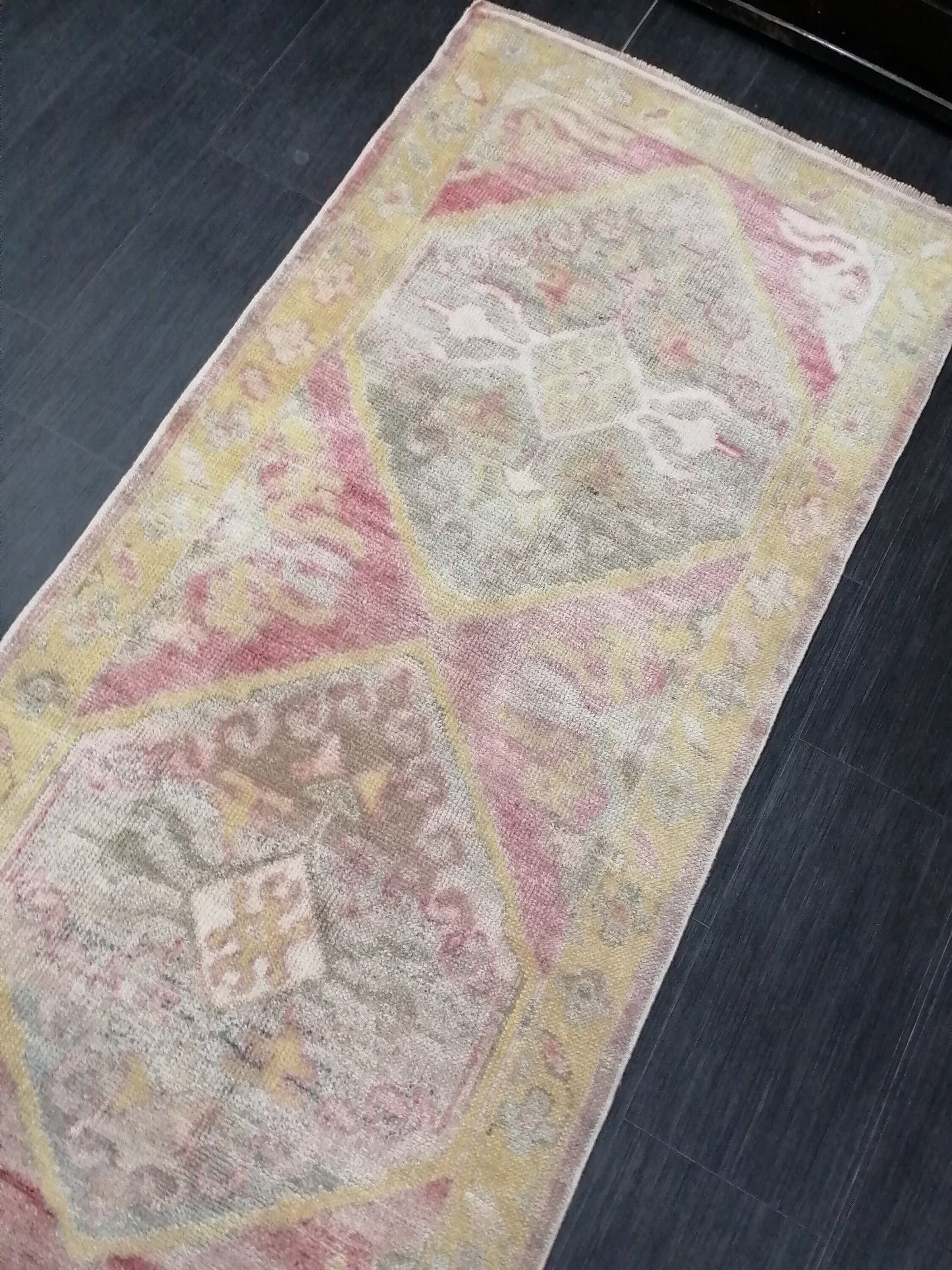 3 x 14.5 Oushak turkish runner rug oushak wool runner rug pastel hallway runner rug handmade runner