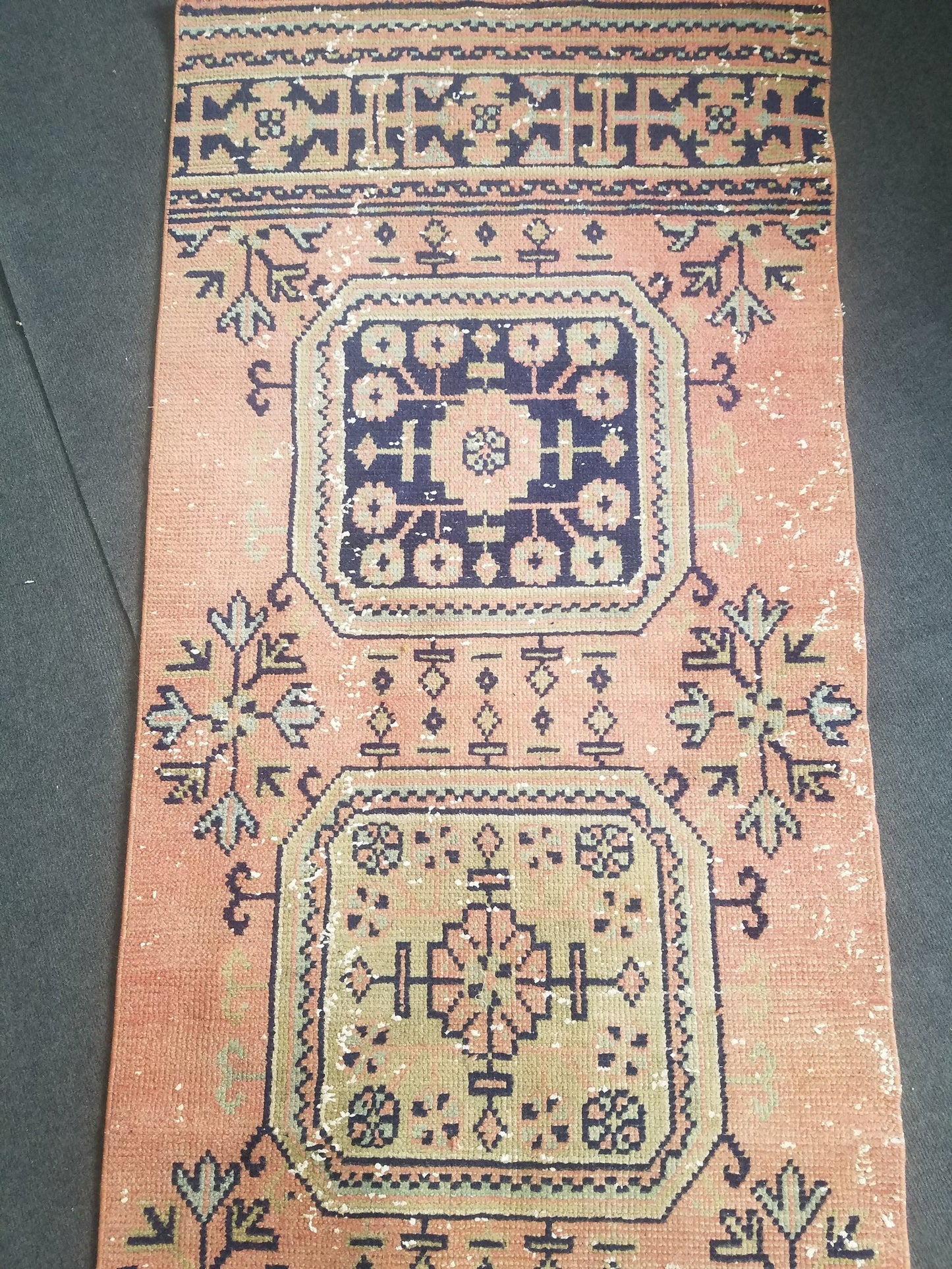 Wool runner rug 2.9 x 11.6 vintage oushak runner rug unique handmade rug kitchen runner rug