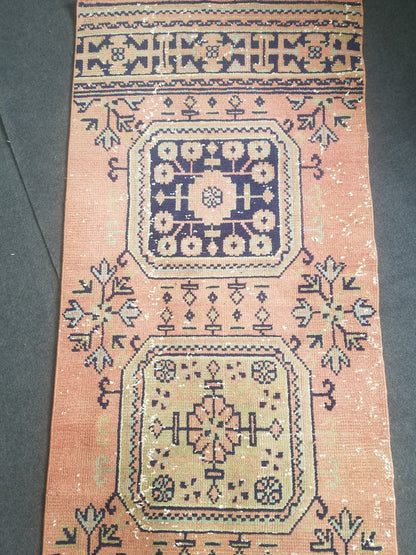 Wool runner rug 2.9 x 11.6 vintage oushak runner rug unique handmade rug kitchen runner rug