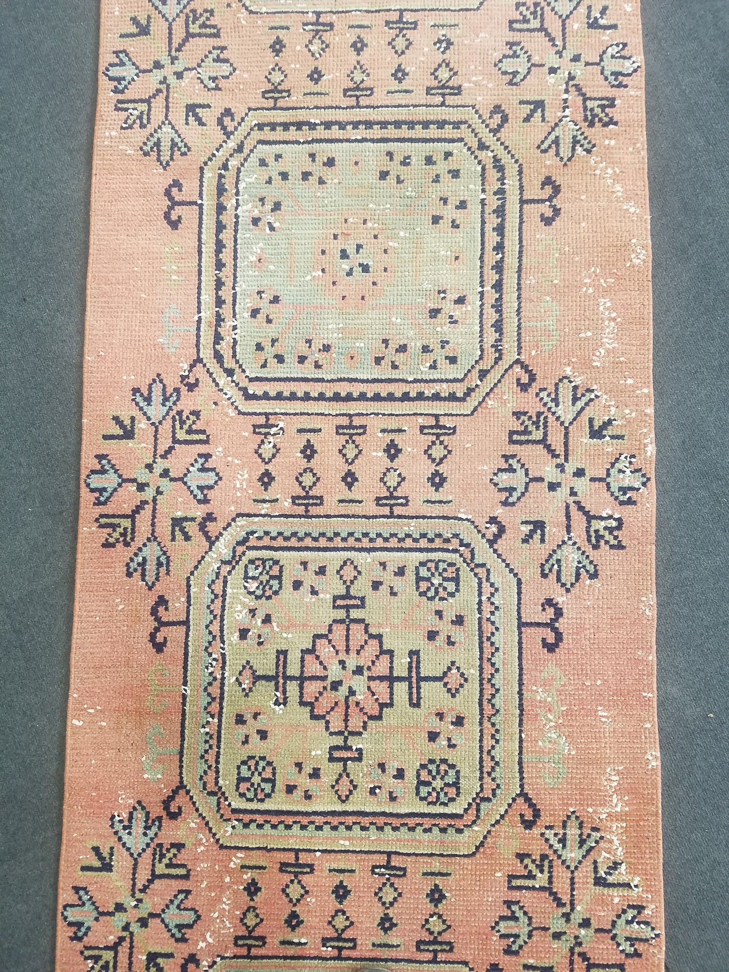 Wool runner rug 2.9 x 11.6 vintage oushak runner rug unique handmade rug kitchen runner rug