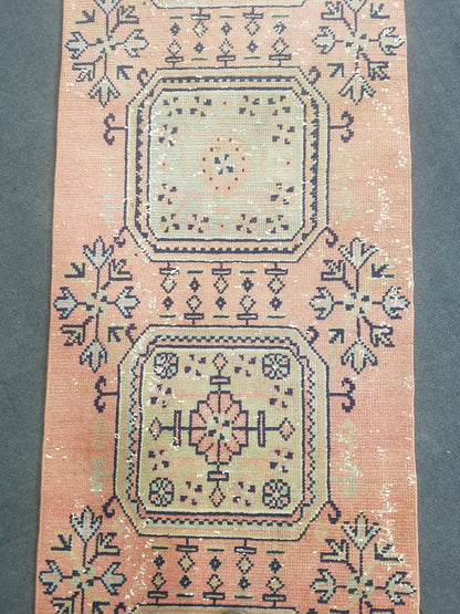 Wool runner rug 2.9 x 11.6 vintage oushak runner rug unique handmade rug kitchen runner rug