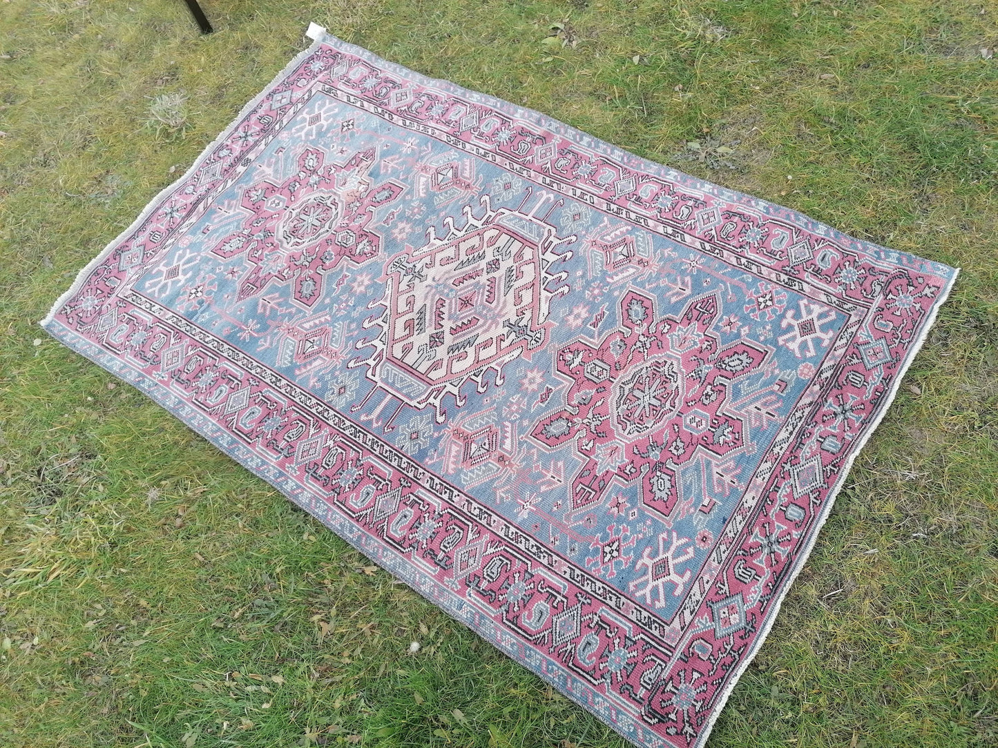 4 x 6.4 wool rug,turkish oushak rug,vintage handmade rug,