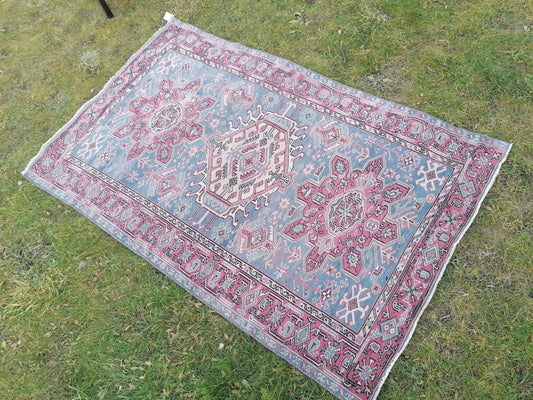 4 x 6.4 wool rug,turkish oushak rug,vintage handmade rug,