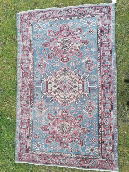 4 x 6.4 wool rug,turkish oushak rug,vintage handmade rug,