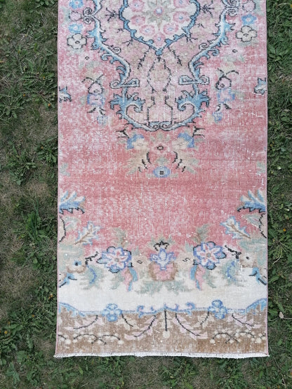 2.7 x 15 Oushak runner rug, turkish runner rug, traditional runner rug,