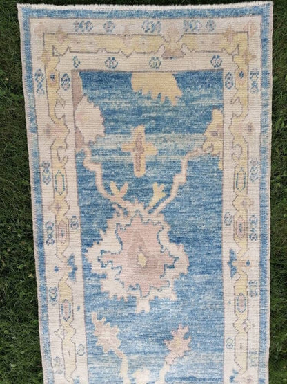 Oushak runner rug 2.10 x 14.3 turkish  oushak  runner rug, hallway runner  kitchen runner, handmade wool rugs