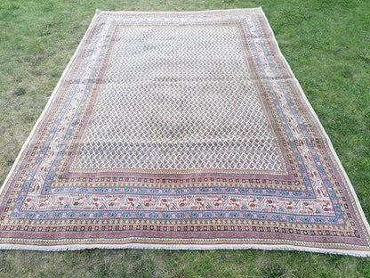 7.2 x 10.6 persian wool rug, vintage wool rug, oushak handmade rug,