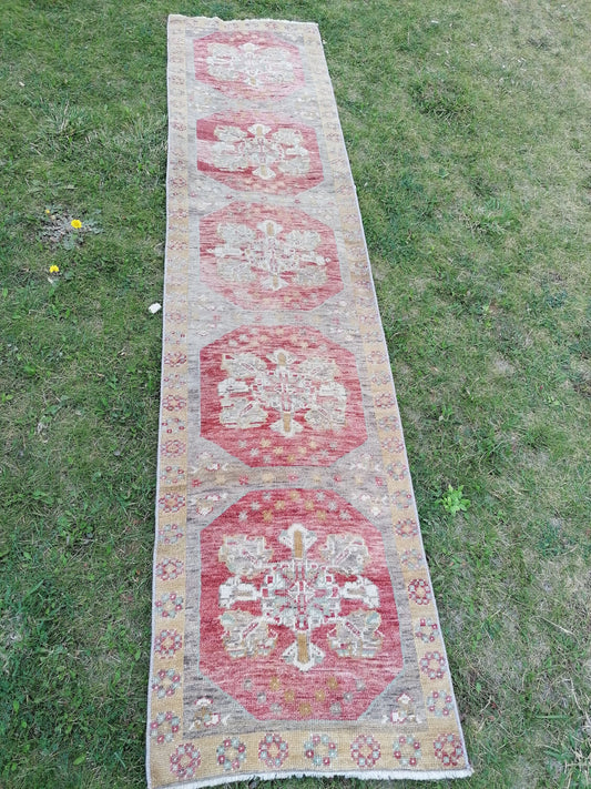 2 x 8.8 runner rug, oushak turkish runner rug, vintage turkish runner rug,