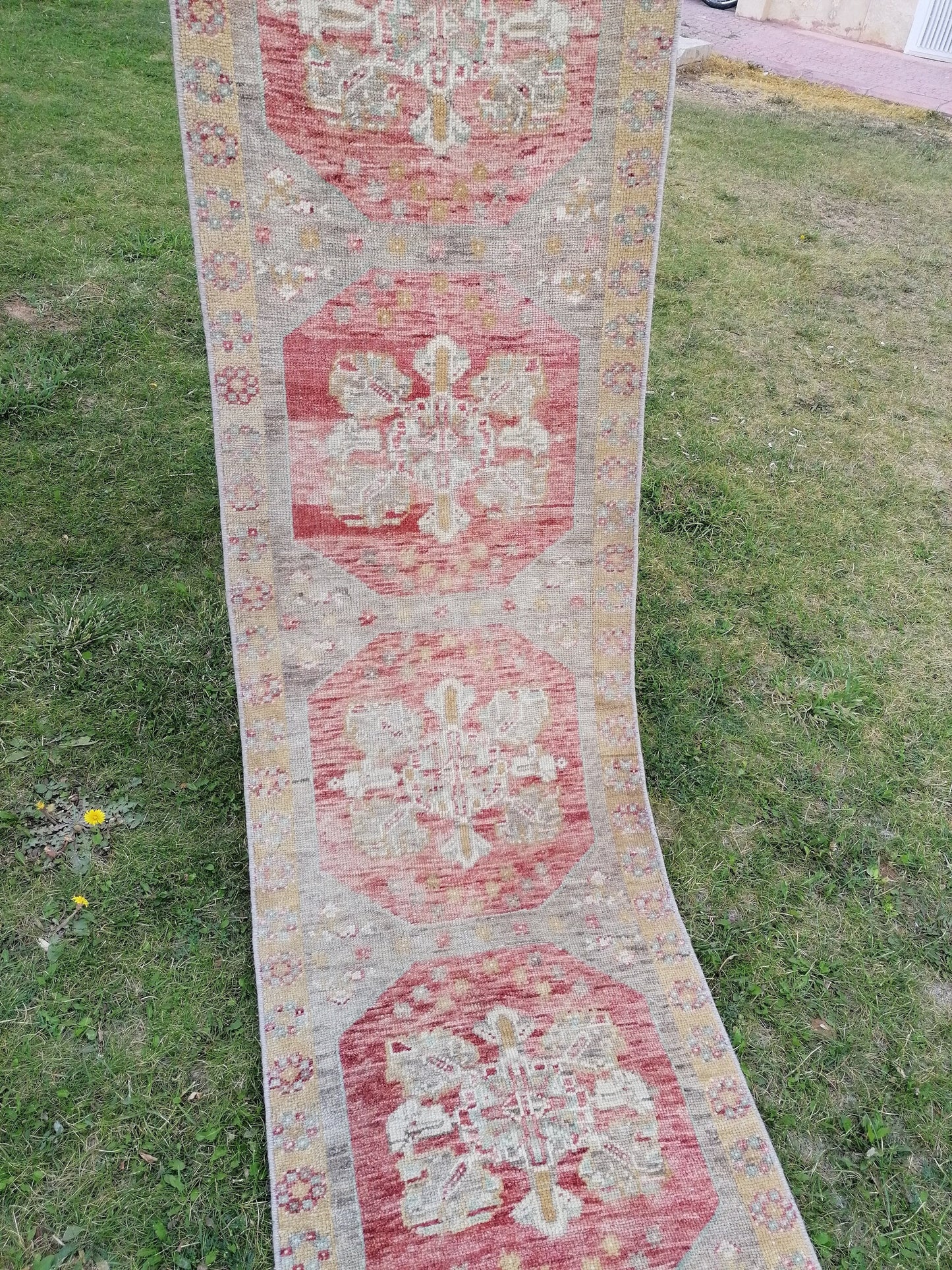 2 x 8.8 runner rug, oushak turkish runner rug, vintage turkish runner rug,
