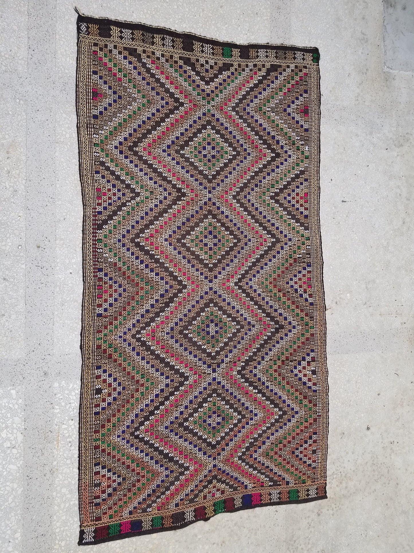 5.5 x 10.2 flatwoven with embroidery rug turkish hand made rug