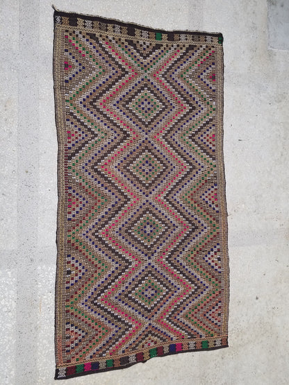 5.5 x 10.2 flatwoven with embroidery rug turkish hand made rug