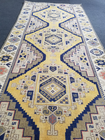 3x12 vintage handmade wool runner, oushak runner, hallway runner rug, kitchen runner