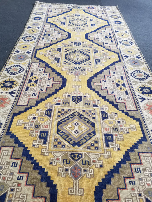 3x12 vintage handmade wool runner, oushak runner, hallway runner rug, kitchen runner