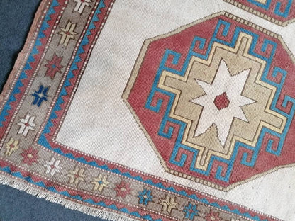 4.10 x 5.5 Turkish oushak wool rug vintage handmade living room rug