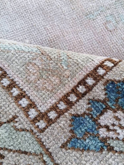 4.7 x 10.8 Runner rug, vintage oushak runner neutral hallway runner, vintage runner rug