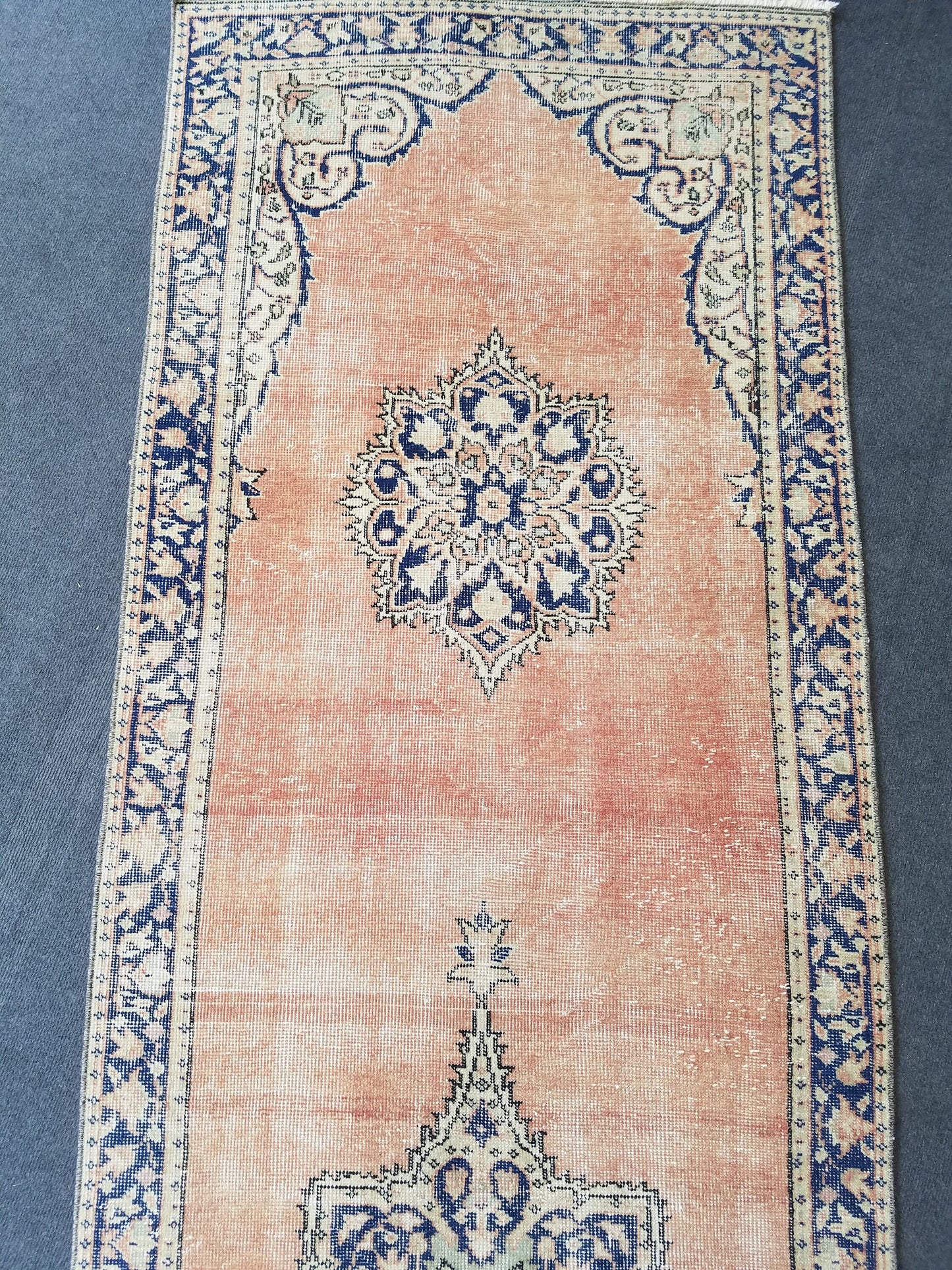 Vintage runner rug, oushak runner 3 x 11.7 turkish runner rug, kitchen runner