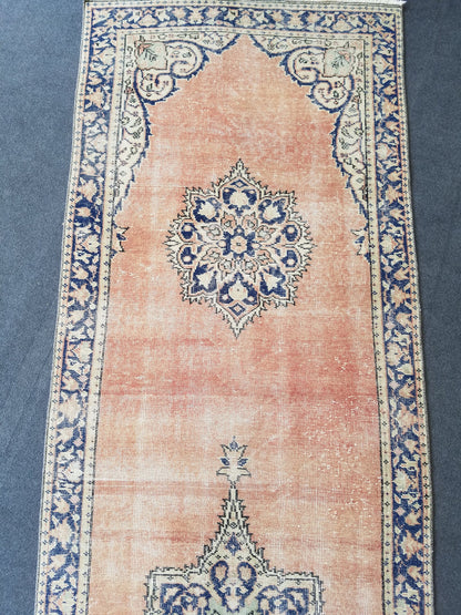 Vintage runner rug, oushak runner 3 x 11.7 turkish runner rug, kitchen runner