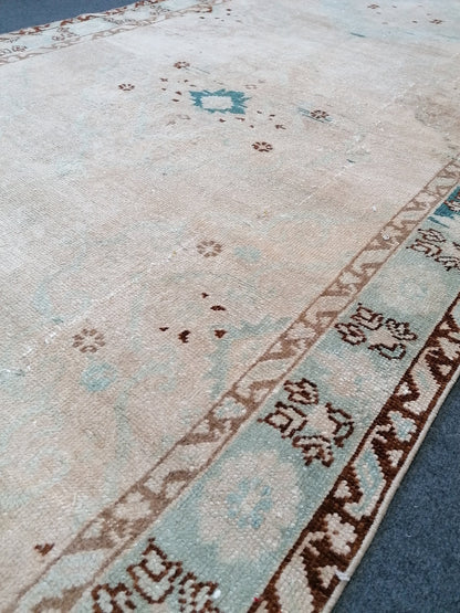4.3 x 13.3 vintage runner rug,Handmade runner rug, Oushak rug runner