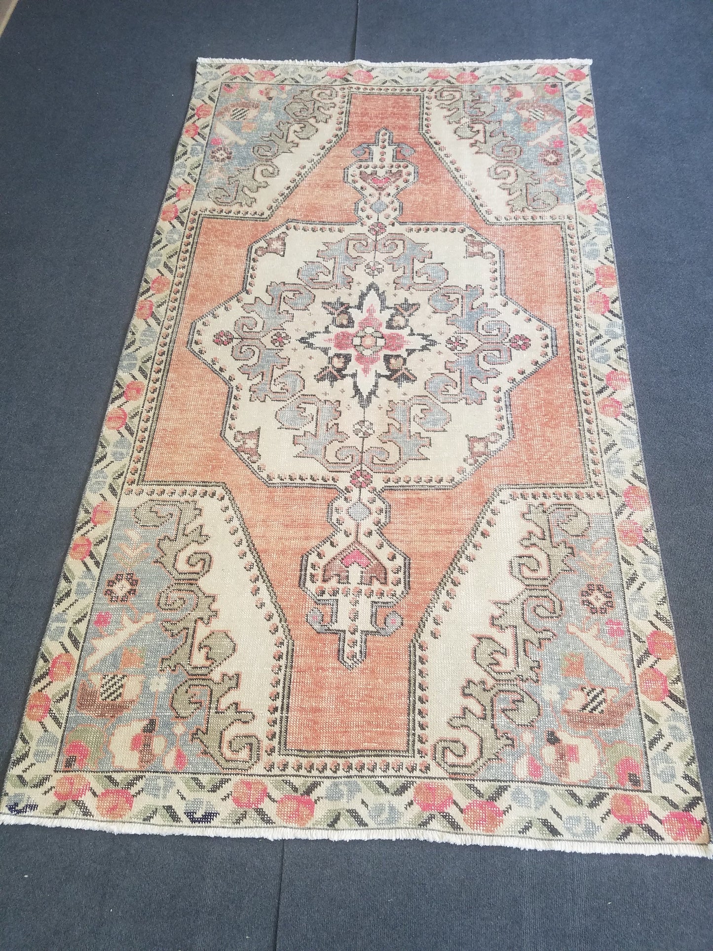 4.3 x 7.7 Rug, turkish oushak rug, vintage wool rug  oushak handmade rug,