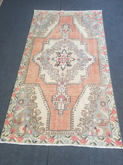 4.3 x 7.7 Rug, turkish oushak rug, vintage wool rug  oushak handmade rug,