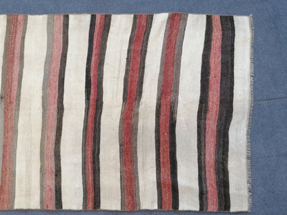 3 x 8 Vintage rug , flat woven kilim runner rug with embroidery rug, oriental carpet, vintage kilim rug wool