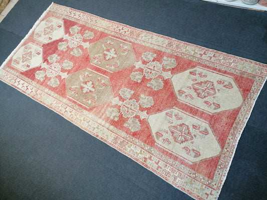 5x11 handmade floor runner rug, vintage kitchen runner rug, turkish bathroom runner rug,oushak corridor runner rug,hallway wool faded runner