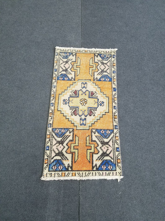 1.5 x 2.9 turkish small area rug, vintage mini kitchen rug, oushak bath mat rug, handmade