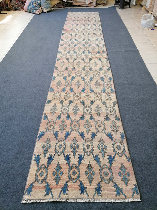 2.5 x 13 feet turkish runner rug, long vintage oushak runner rug,