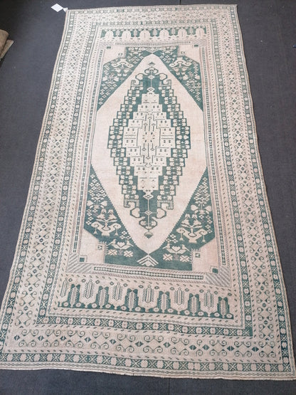 5.5 x 10.5 handmade rug, Turkish rug, Oushak rug