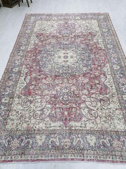 7x11 feet destroyed handmade rug, vintage wool living room rug, oversize rug, oushak kitchen rug, lounge turkish rug, big size floor rugs