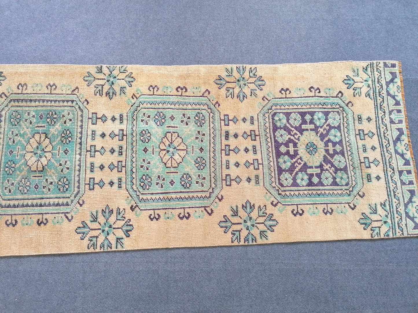 Vintage wool runner 2.7 x 10.6 oushak vintage runner kitchen runner rug,