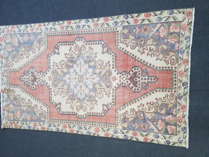 4.2 x 7.2 Vintage wool rug, turkish  handmade rug, oriental hand knotted rug,