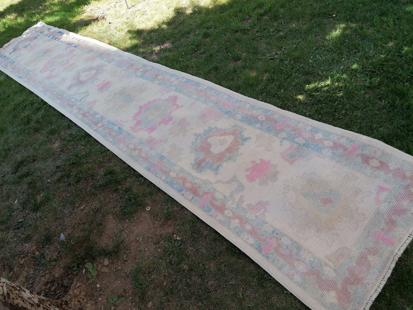 3 x 16.9 Turkish muted oushak runner rug oushak runner rug, hallway oushak handmade wool