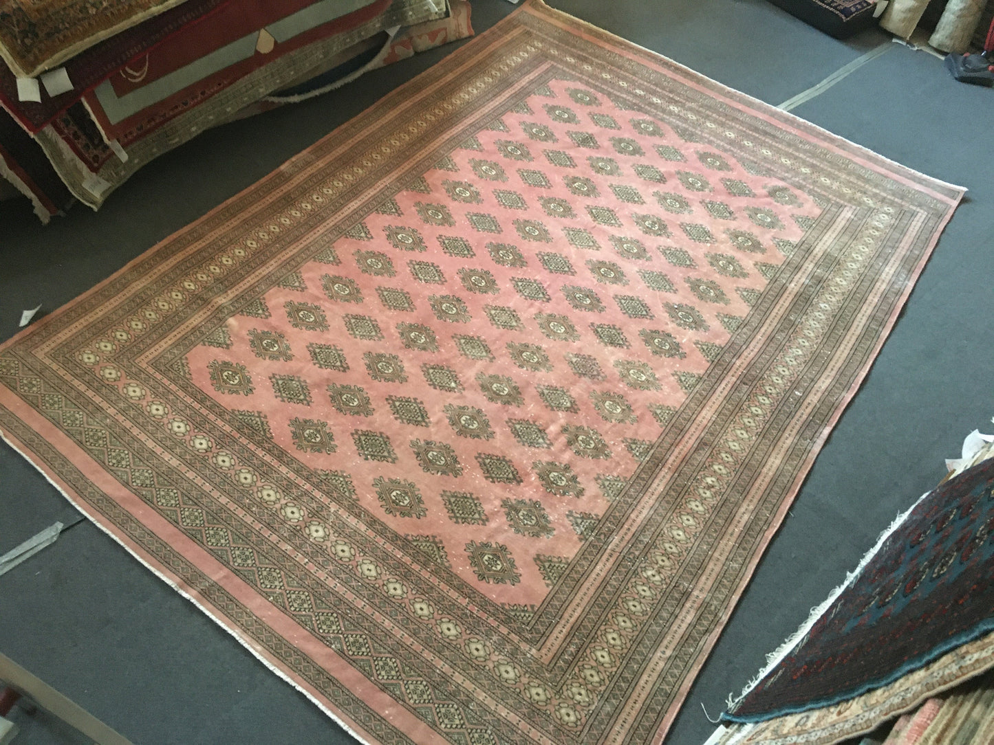 6.5 x 9.4 handmade persian oversize living room area rug, vintage oushak rug