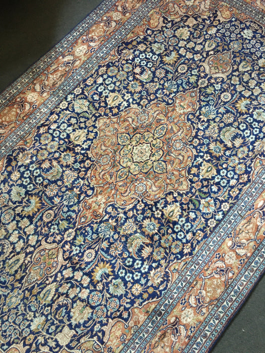 5x8 feet handmade floral turkish wool rug, vintage living room area large size rug, kitchen floor medium size rug, brown persian design rugs