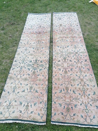 2.4 x 9.5 Wool oushak runner, turkish handmade runner, vintage runner rug  hallway runner rug kitchen runner