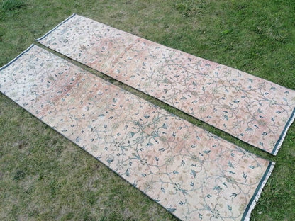 2.4 x 9.5 Wool oushak runner, turkish handmade runner, vintage runner rug  hallway runner rug kitchen runner